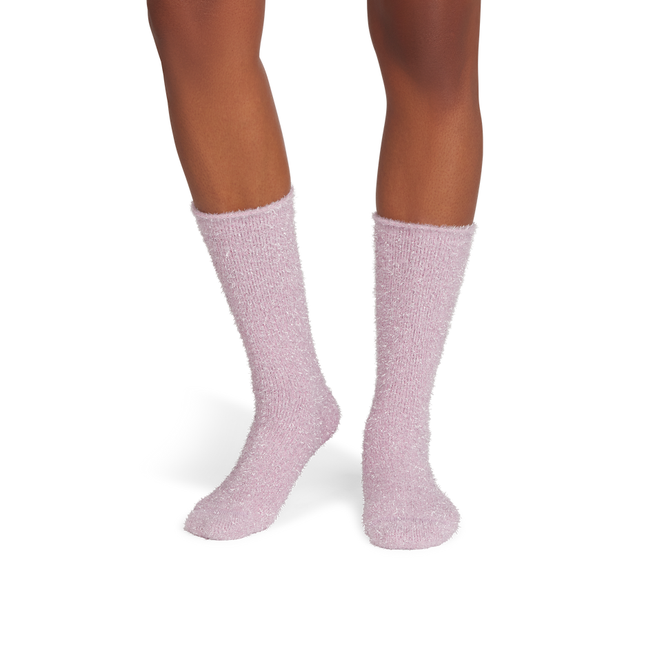 Women's Fuzzy Socks - Pink Sparkle WO1 [9849]