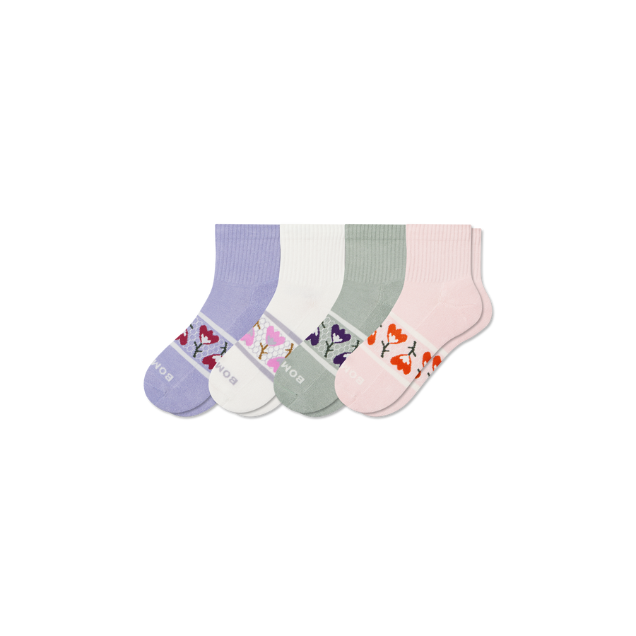 Women's Garden Party Quarter Sock 4-Pack - Easy Home Comfort