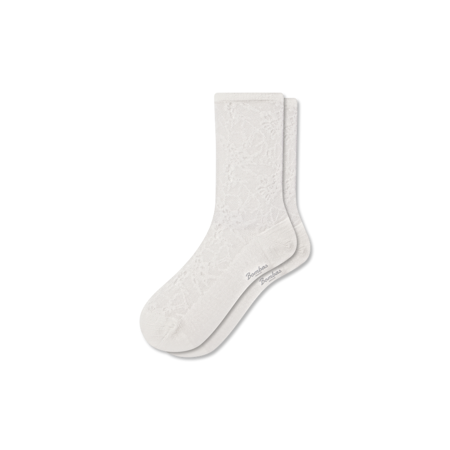 Women’s Floral Lace Half Calf Socks - Cushion Everyday Fit