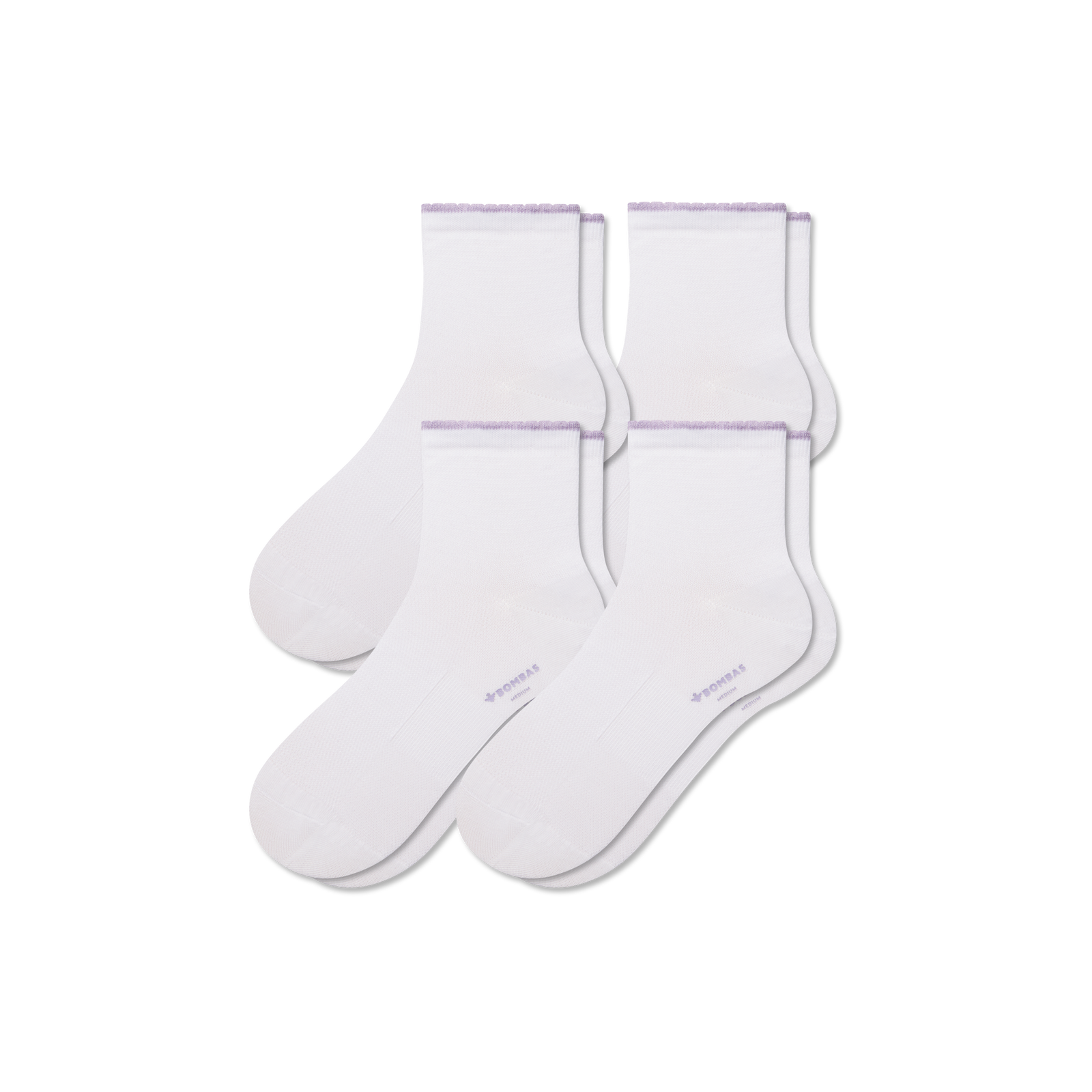 Women’s Scallop Cuff Quarter Sock 4-Pack - White Lavender Mix