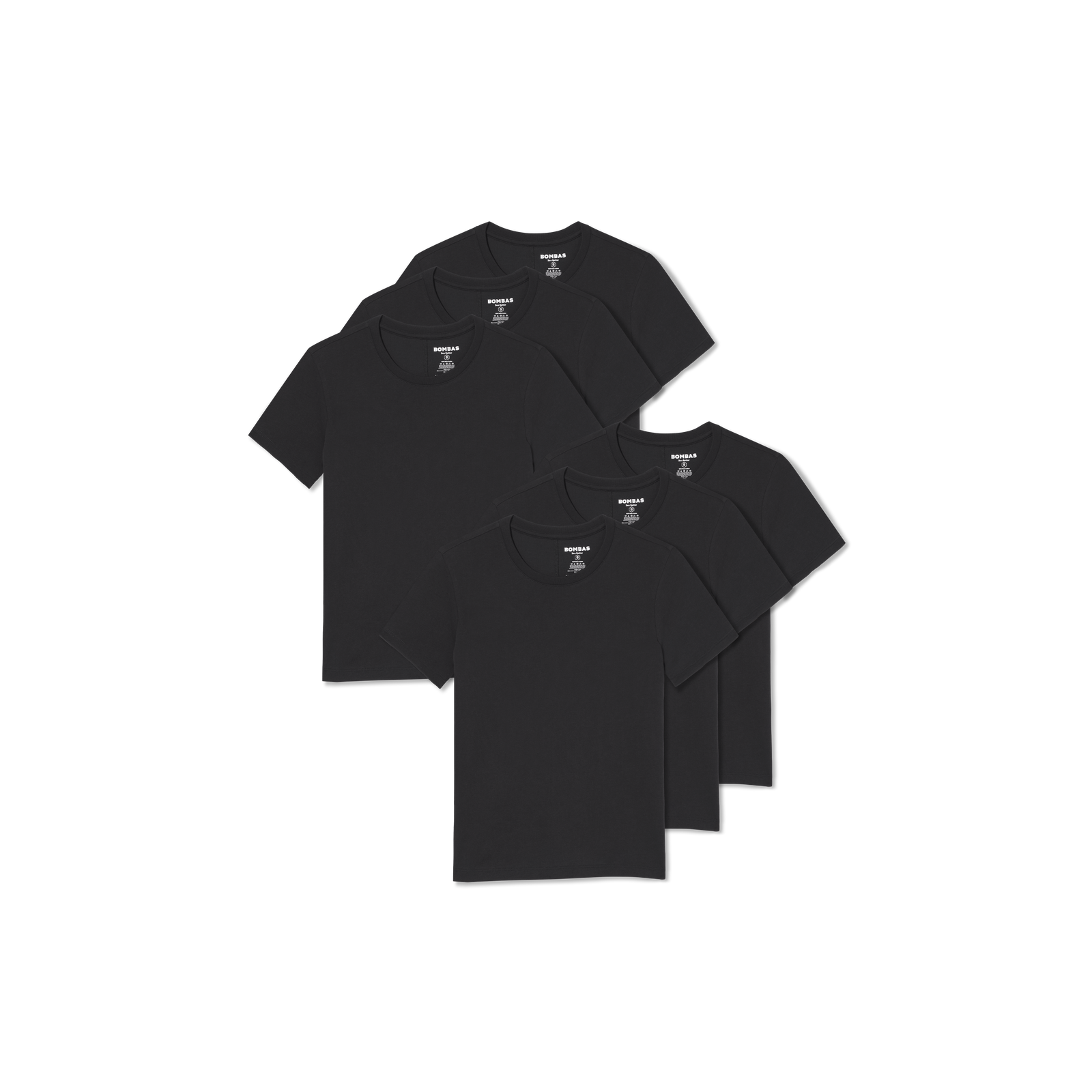 Women's Pima Cotton Slim Crew Neck T-Shirt 6-Pack - All Black L
