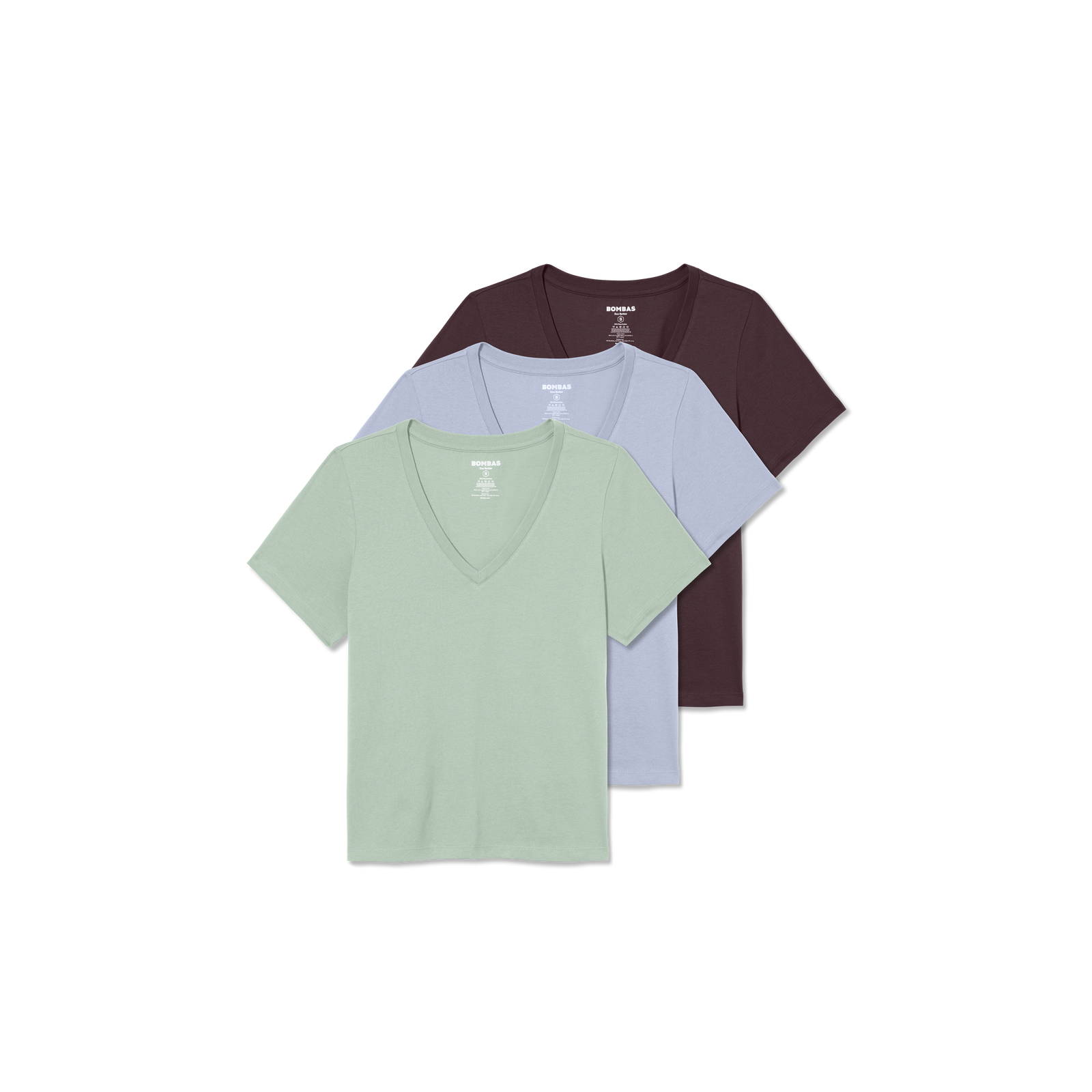 Women's Pima Cotton V-Neck T-Shirt 3-Pack - All Spice Mint Skysail Mix L