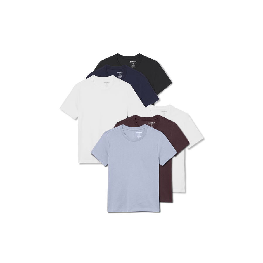 Women's Pima Cotton Slim Crew Neck T-Shirt 6-Pack - Clean Cut