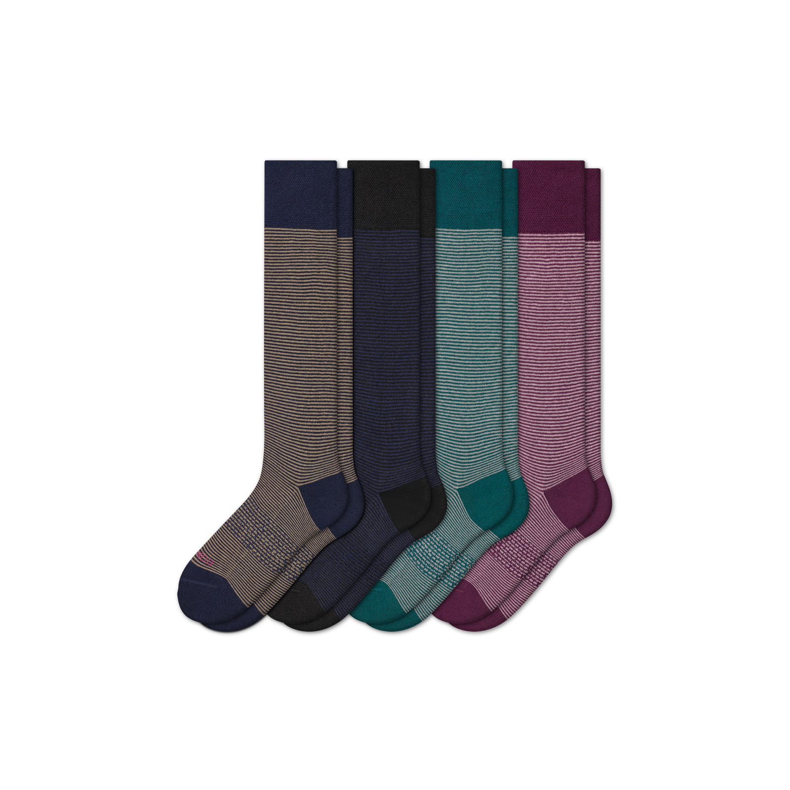 Men's Dress Knee High Sock 4-Pack - black-eggplant-mix - 1