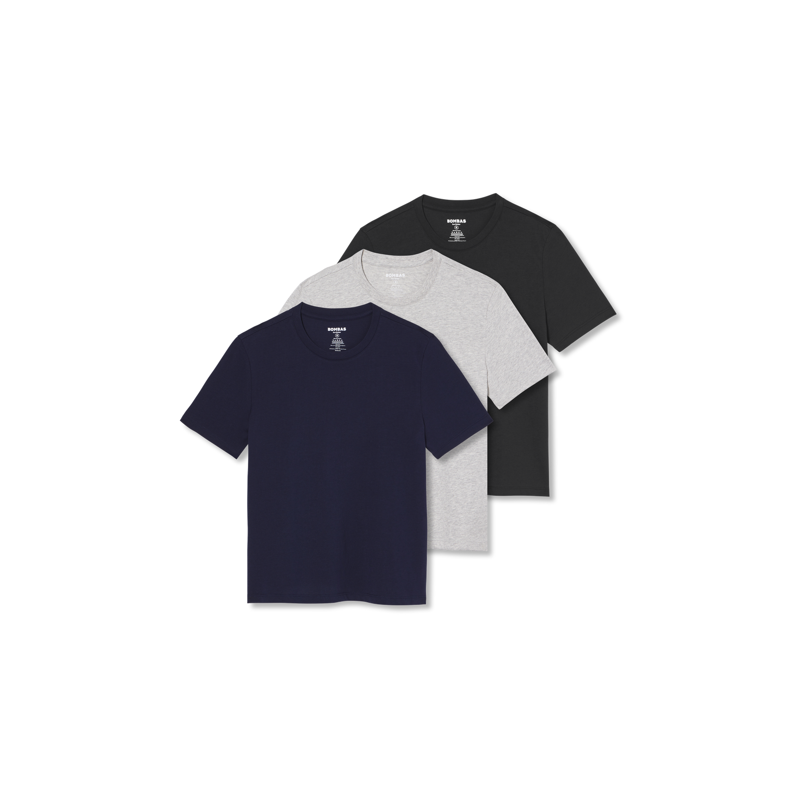 Women's Pima Cotton Crew Neck T-Shirt 3-Pack - Black Grey Navy Mix L