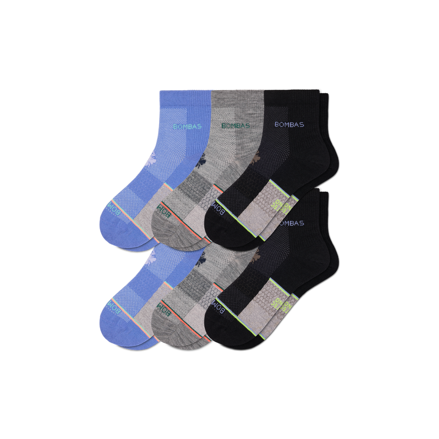 Men's UltraLite Sport Merino Wool Blend Quarter Sock 6-Pack - Easy Run Comfort