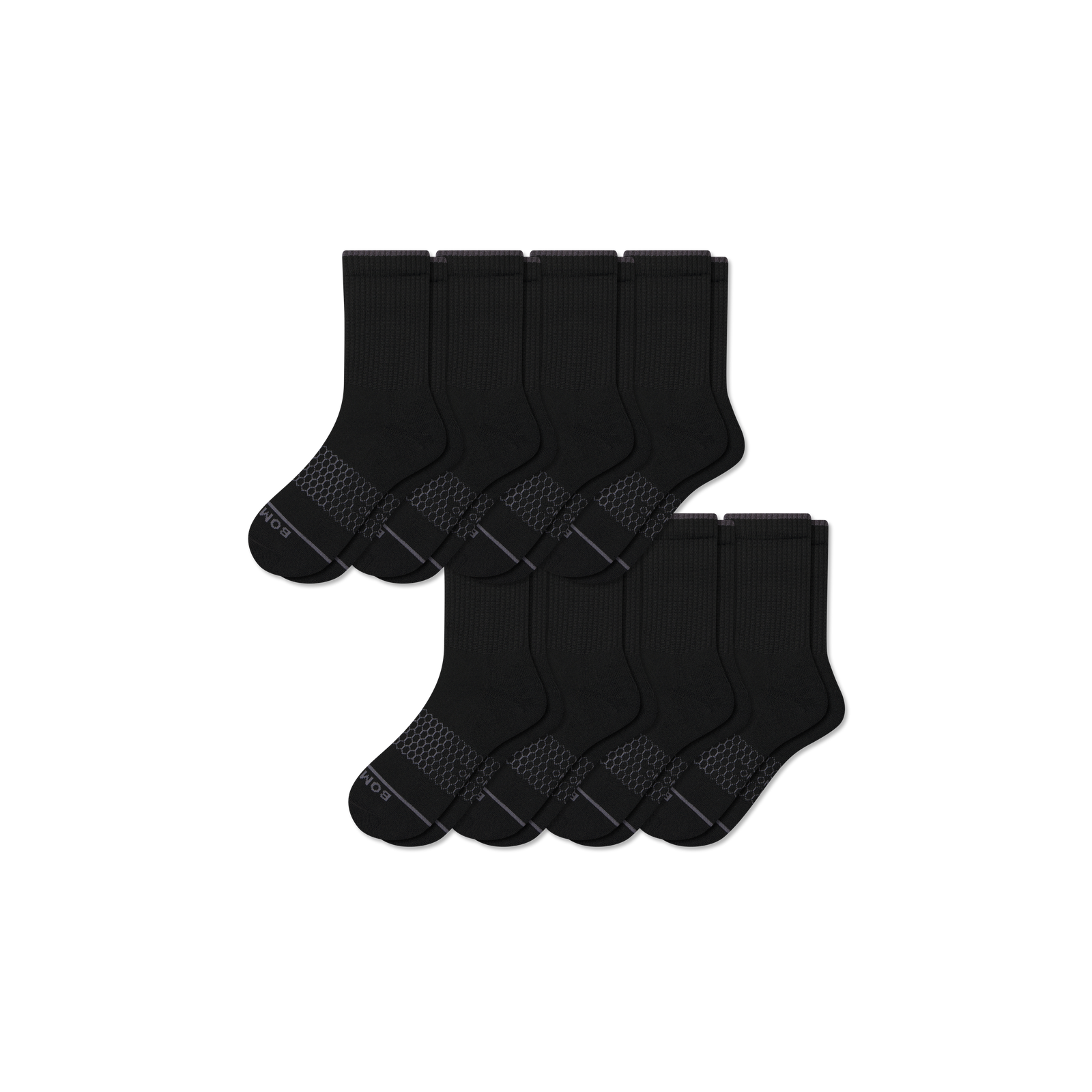 Merino Wool Blend Half Calf Sock 8-Pack - Black L