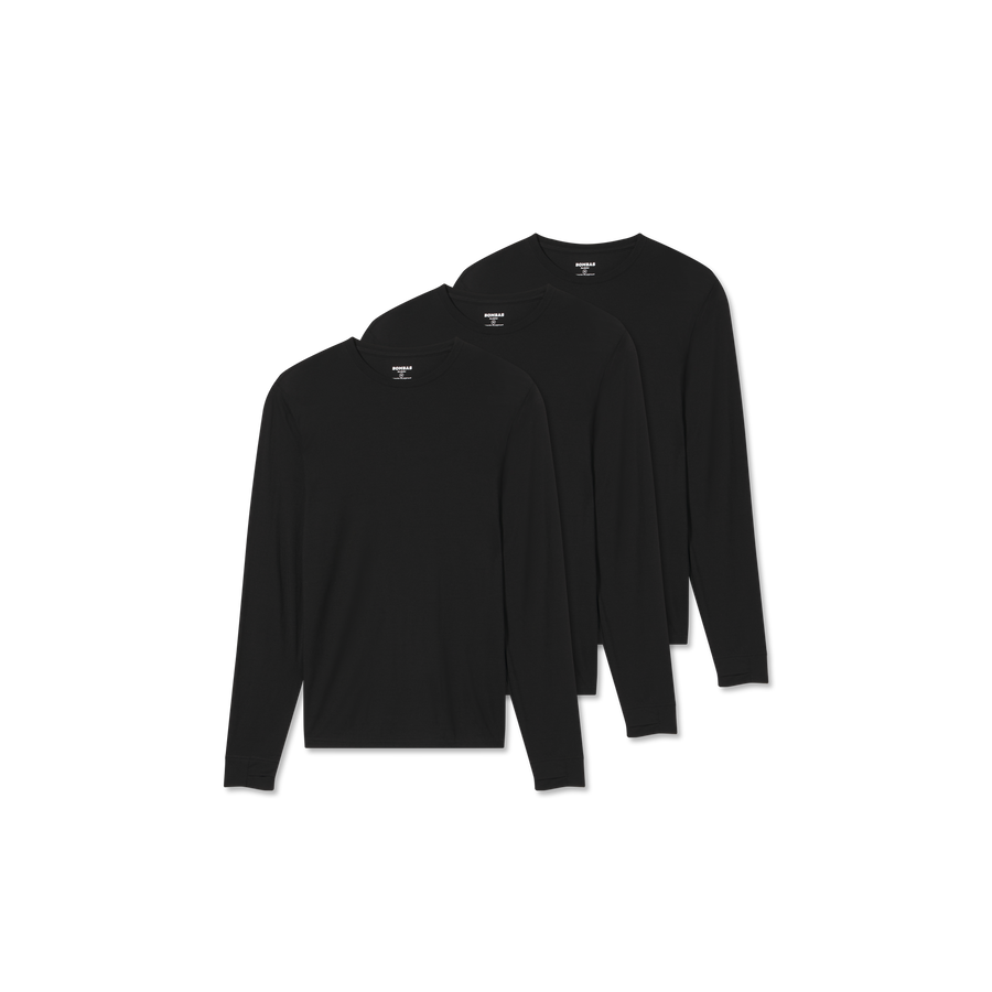 Men's Merino Wool Blend Crew Neck Long Sleeve T-Shirt 3-Pack - Trail Court Control