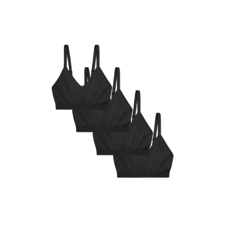 Women's Seamless Scoop Bralette 4-Pack - Black L