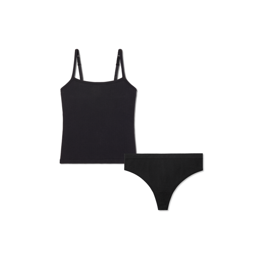 Women's Built-In Bra Seamless Cami + Thong Pack - Lounge Support Comfort