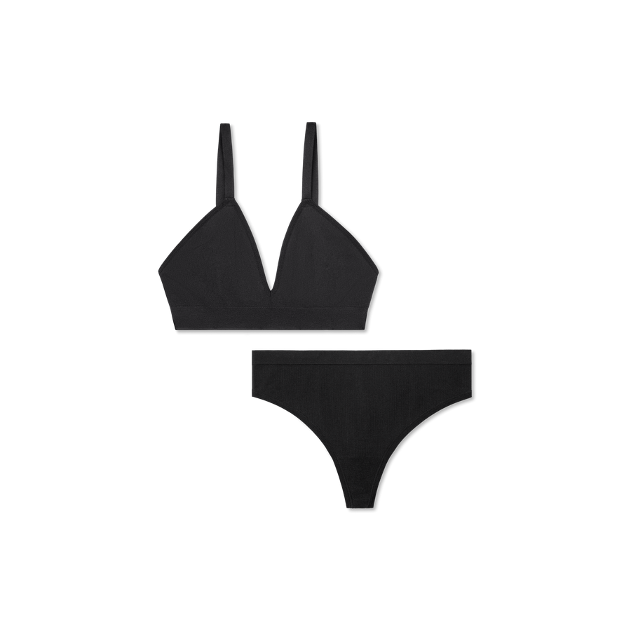 Women's Seamless Triangle Bralette + Thong Pack - Light Support Comfort