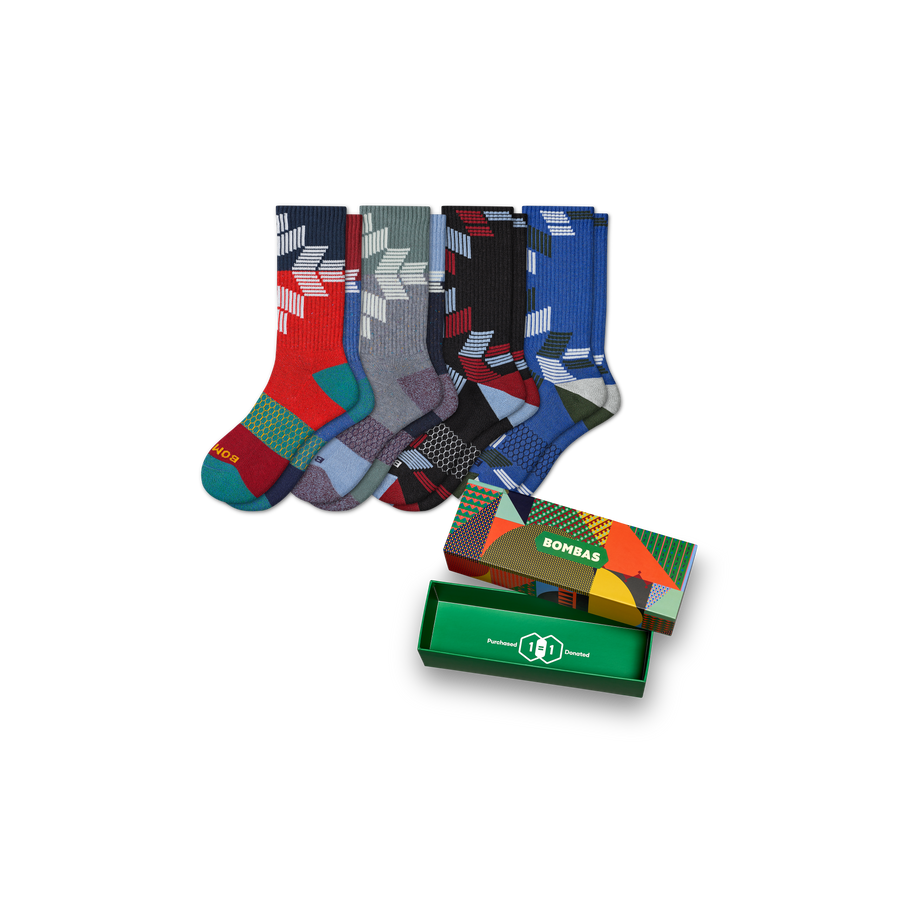 Men's Snowflake Calf Sock 4-Pack Gift Box - Fresh Gift Wrap