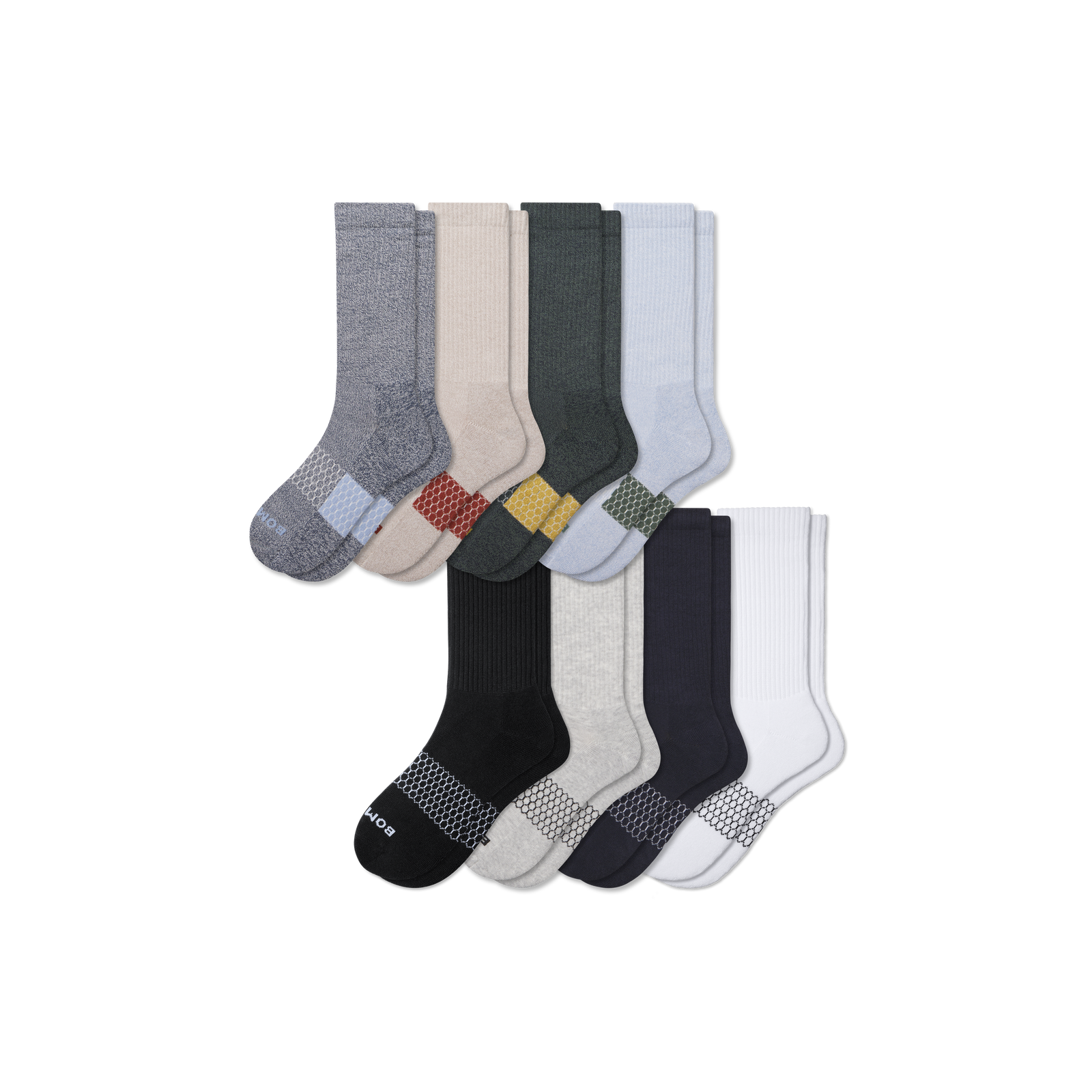 Men's Calf Sock 8-Pack - Blue Rust Solids Mix L