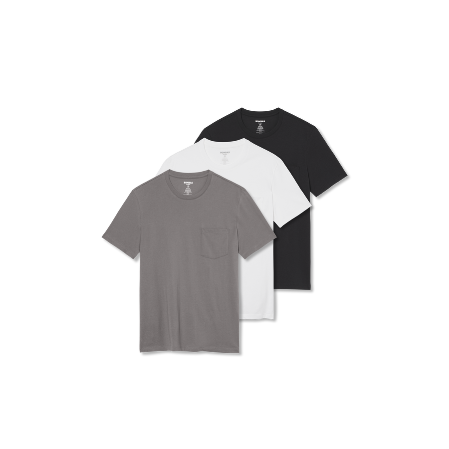 Men's Pima Cotton Pocket Crew Neck T-Shirt 3-Pack - Casual Crew Fit