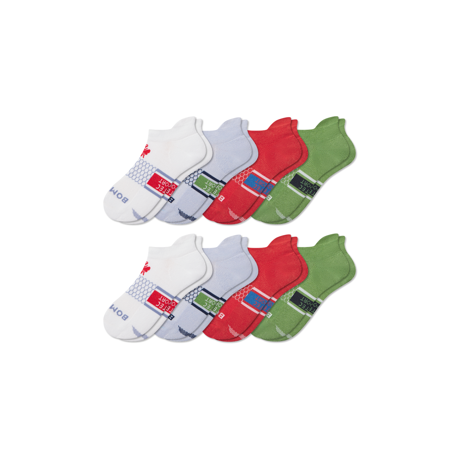 Youth All Sport Ankle Sock 8-Pack - Crimson Blue Mix L