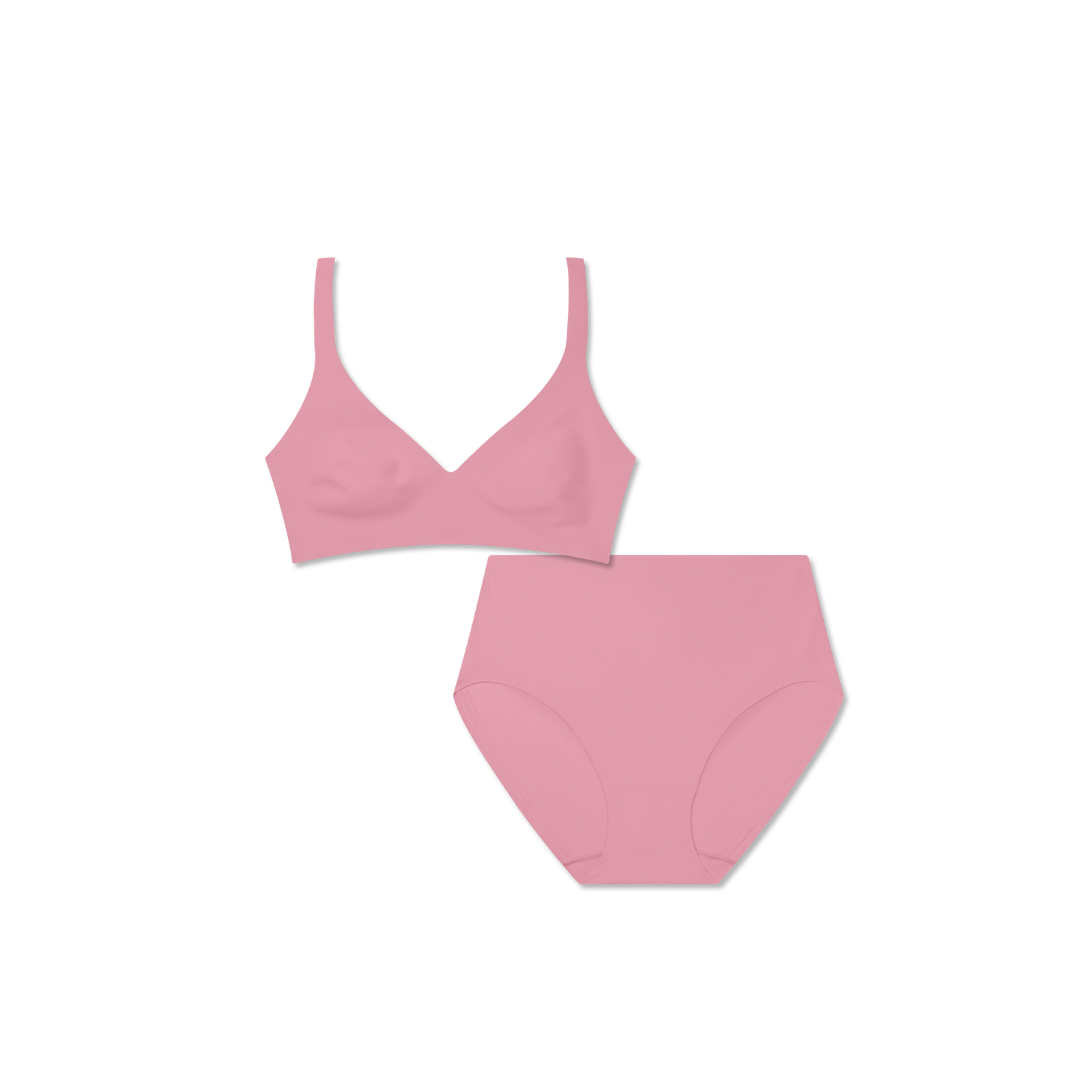 Womenâ€™s No Show Plunge Bralette + High Rise Brief Pack - Dried Rose L