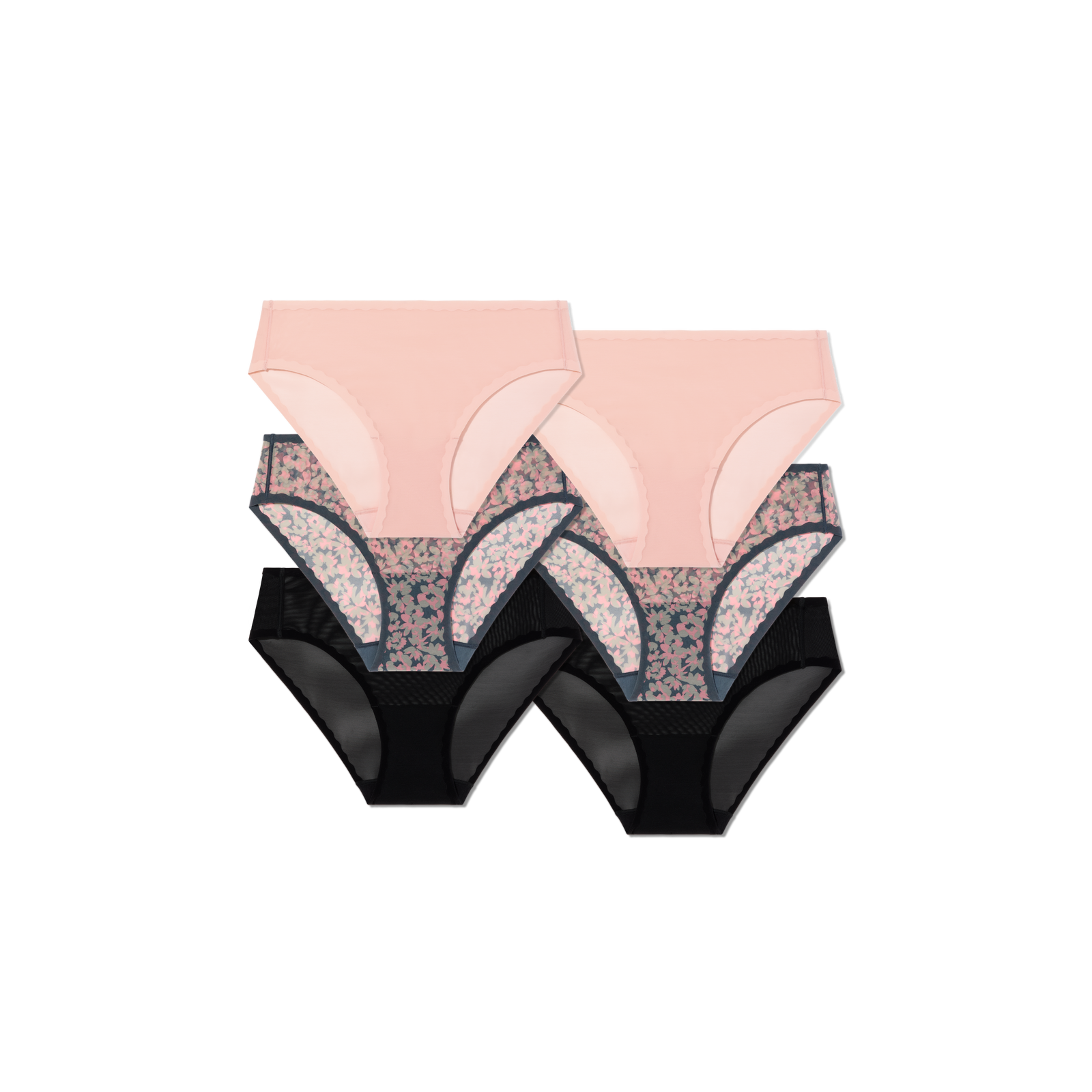 Women's SoftMesh Brief 6-Pack - Floral Pink Black Mix L