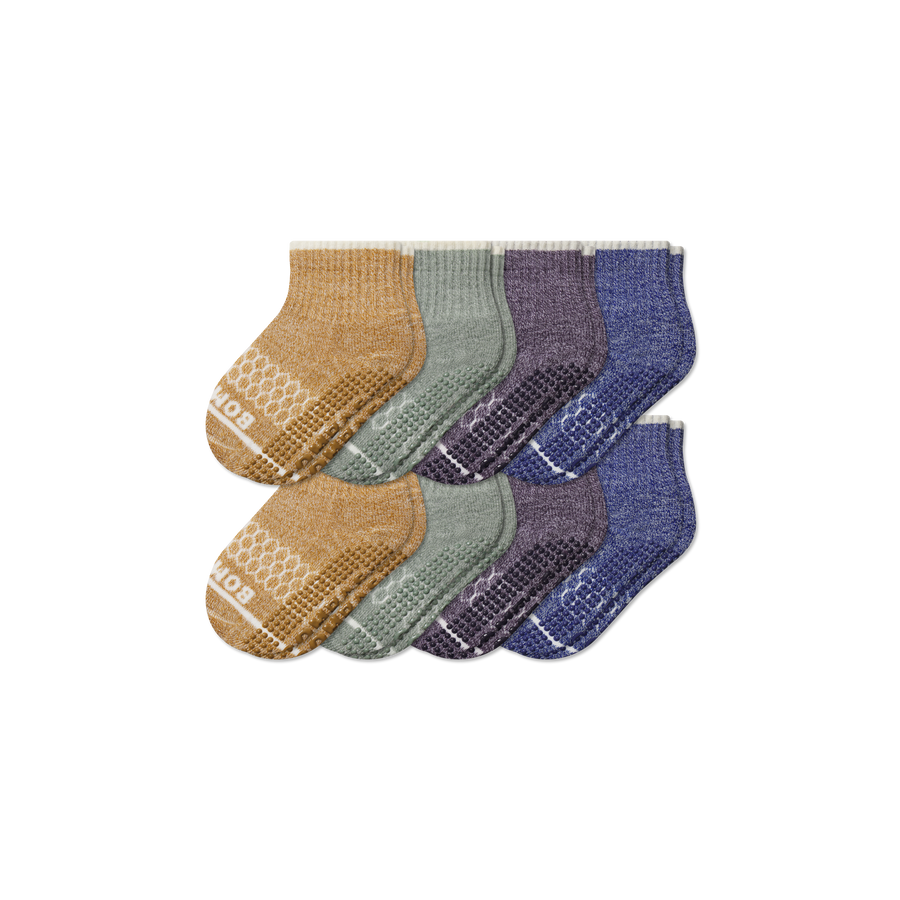 Toddler Merino Wool Blend Gripper Calf Sock 8-Pack - Breathable Run Comfort