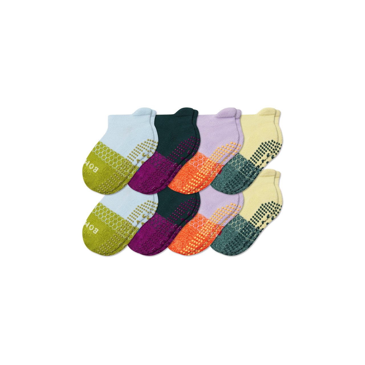 Junior Gripper Ankle Sock 8-Pack - Glacier Yellow Mix L