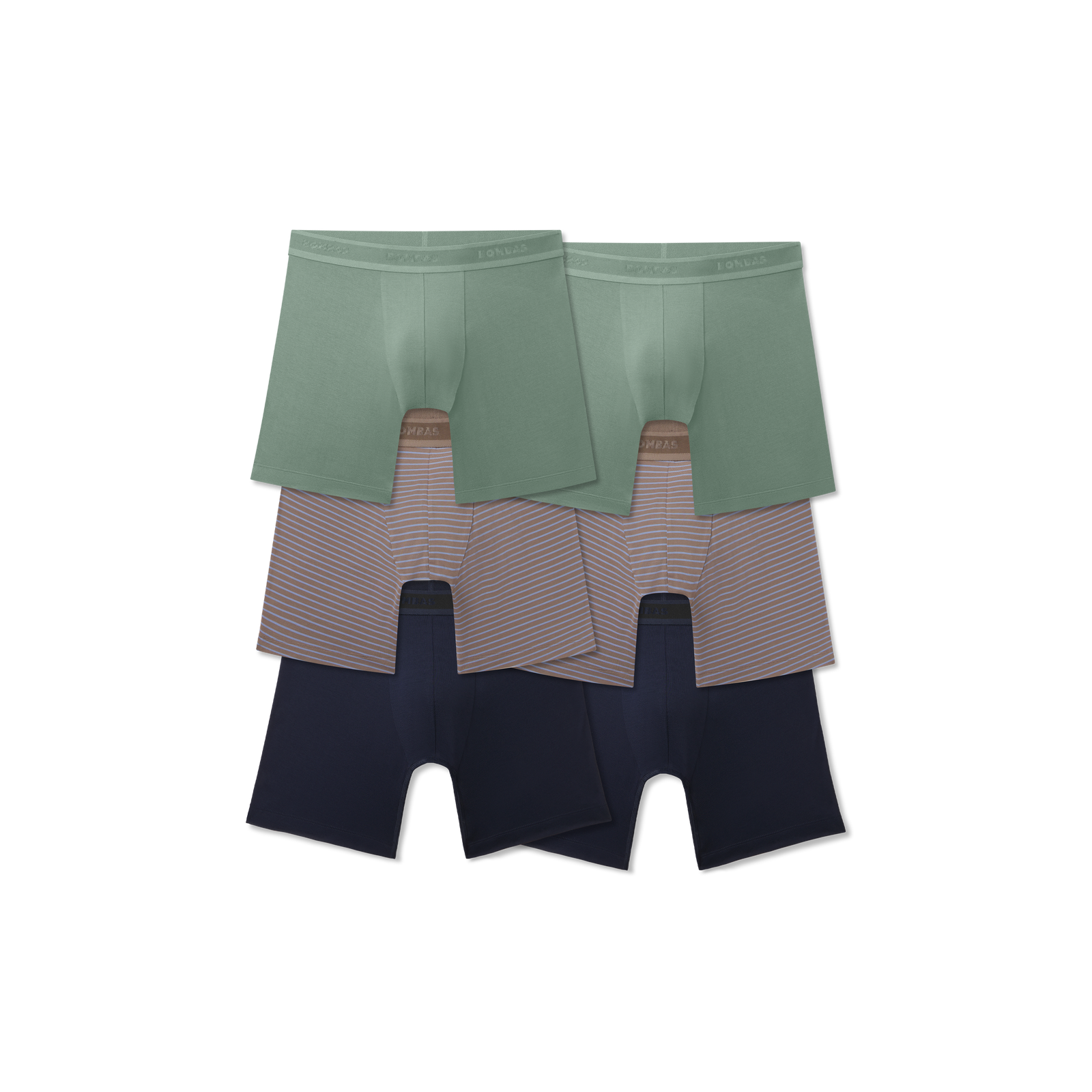 Men's Soft Flex Boxer Brief 6" 6-Pack - Grey Sage Navy Mix L