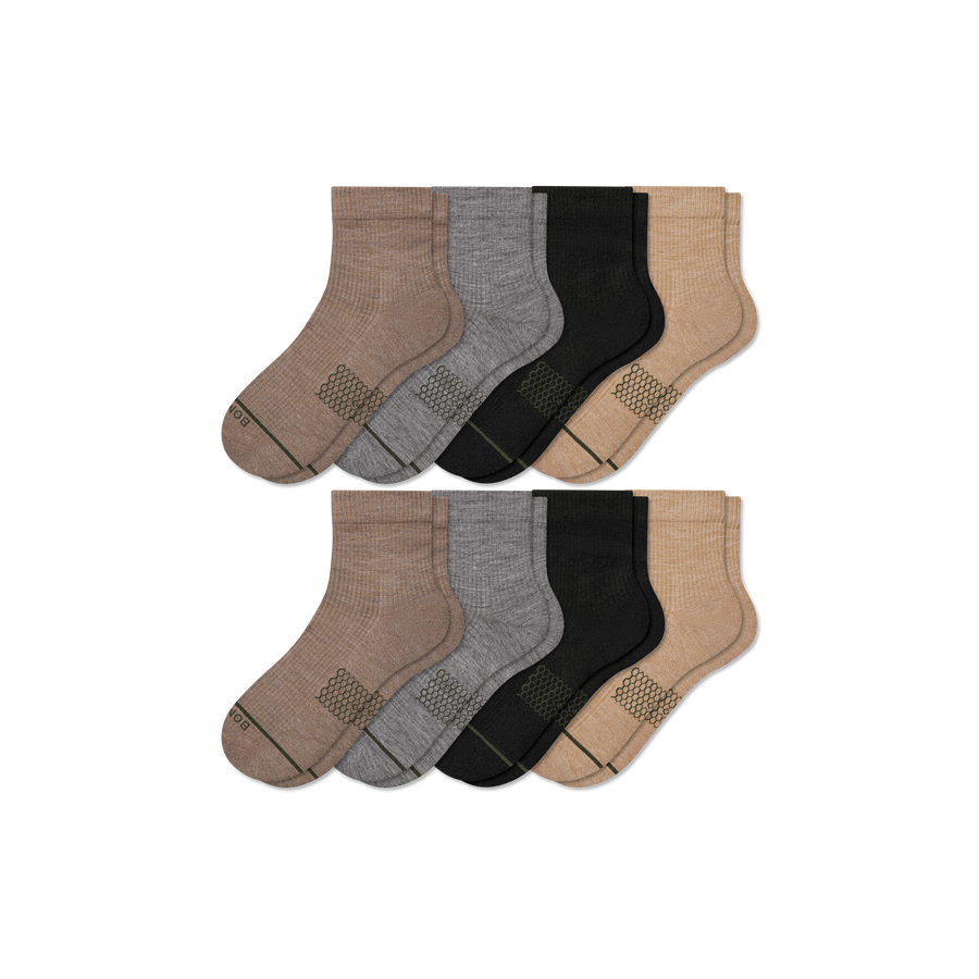 Women's Merino Wool Blend Modern Rib Quarter Sock 8-Pack - Active Studio Step