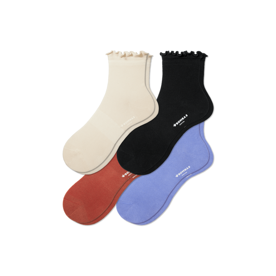 Women's Lightweight Frill Quarter Sock 4-Pack - Studio Everyday Move