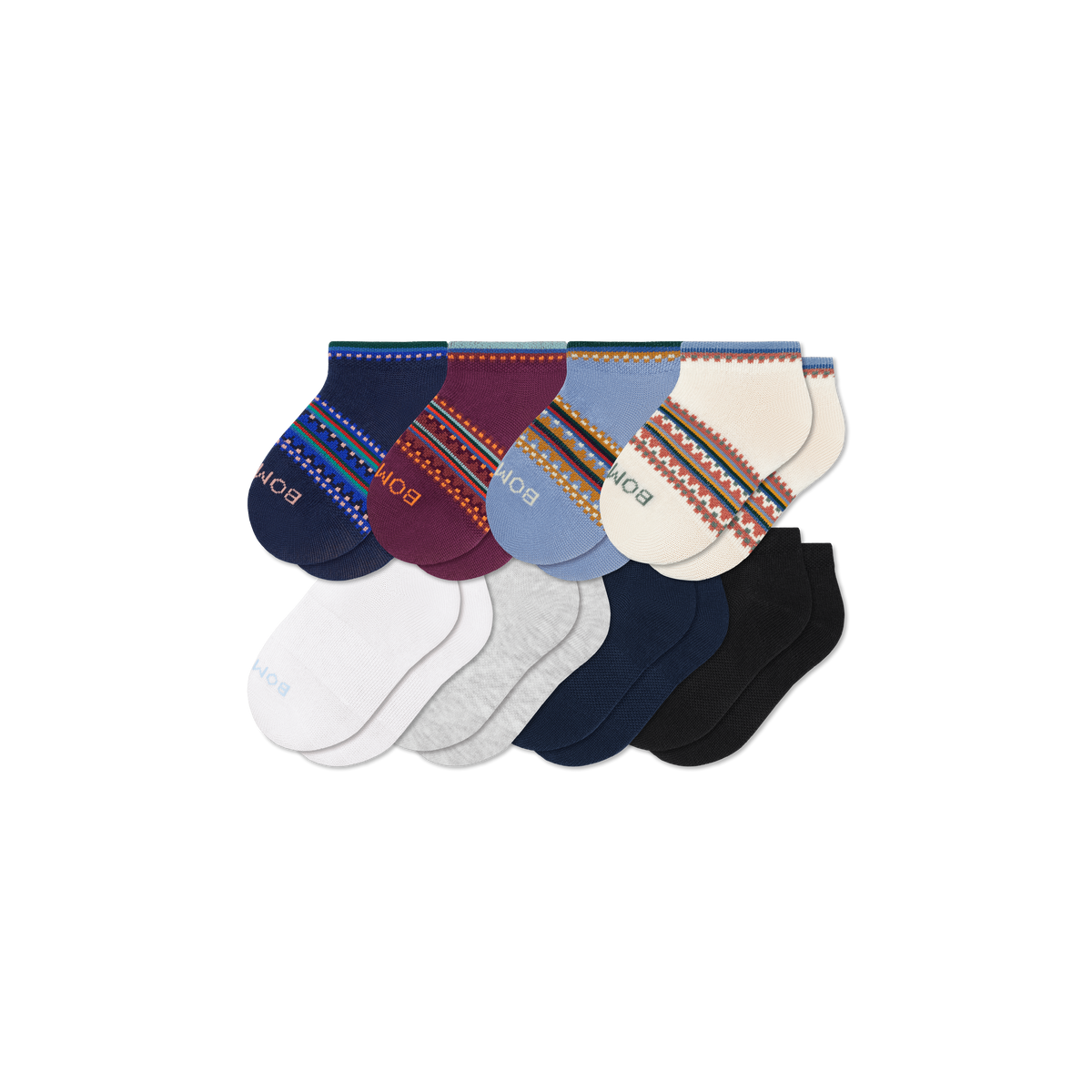 Junior Lightweight Ankle Sock 8-Pack - Ivory Fjord Multi Mix
