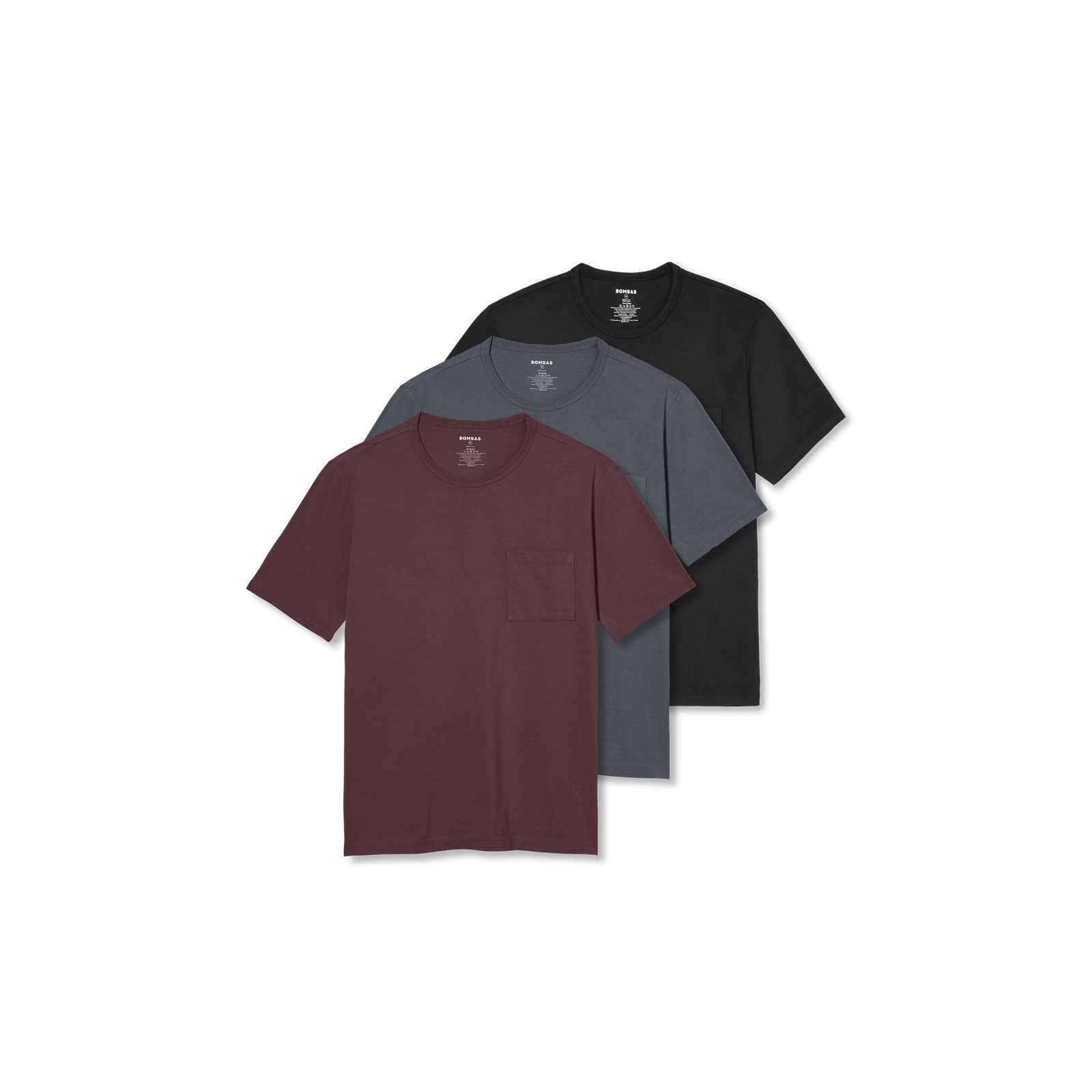 Menâ€™s Premium Weight Pocket Crew Neck T-Shirt 3-Pack - Mahogany Pebble Black Mix L