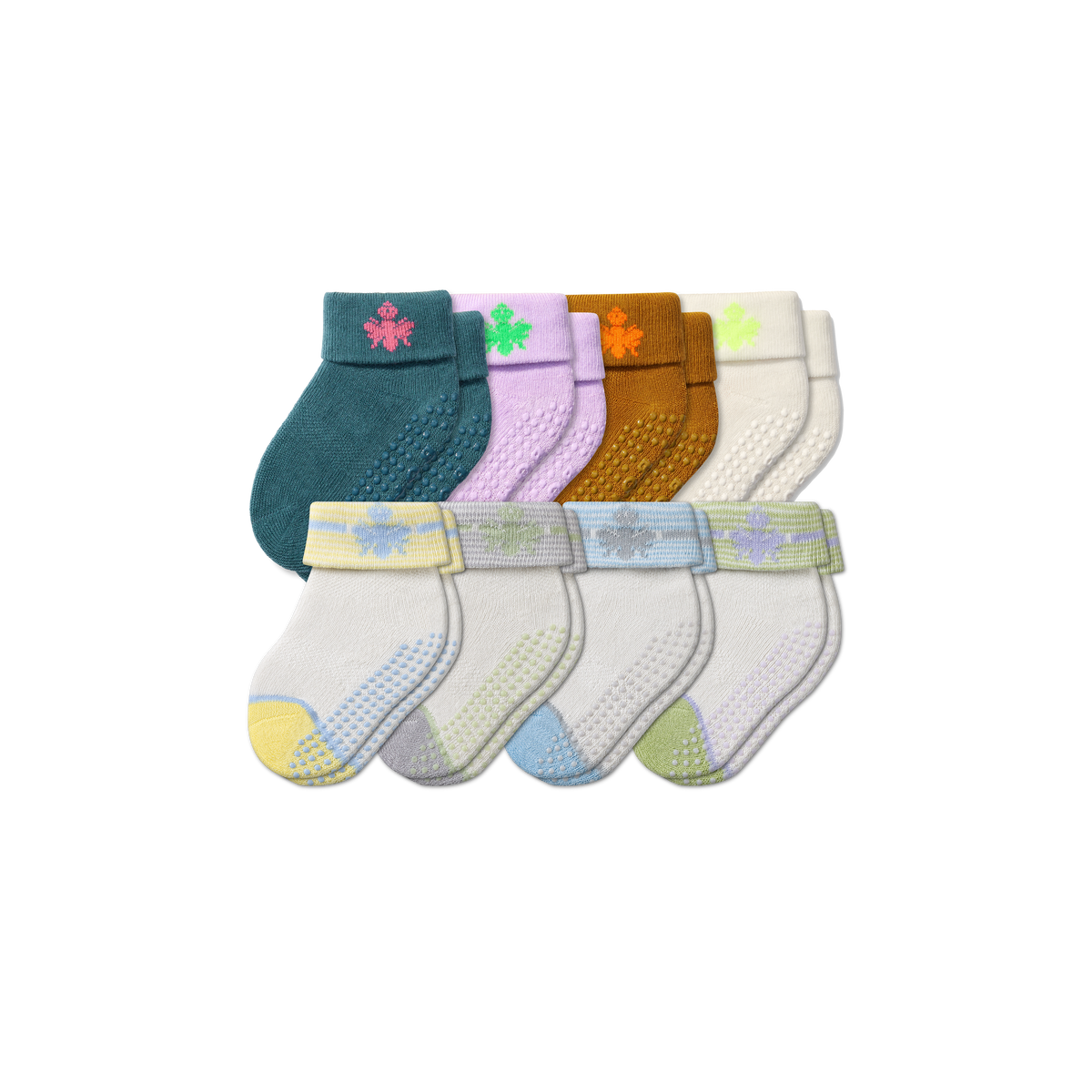 6-12 Baby Gripper Socks Marine Lilac Mix 8-Pack L
