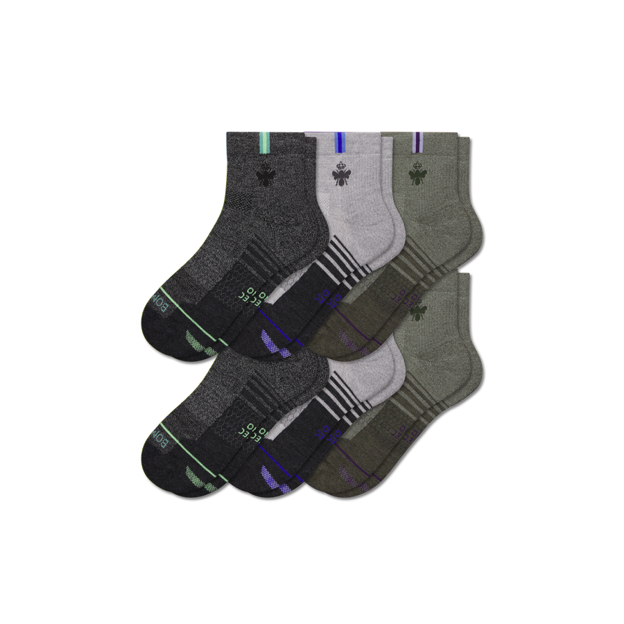 Women's Merino Wool Blend Run Quarter Sock 6-Pack - Daily Recovery Fit