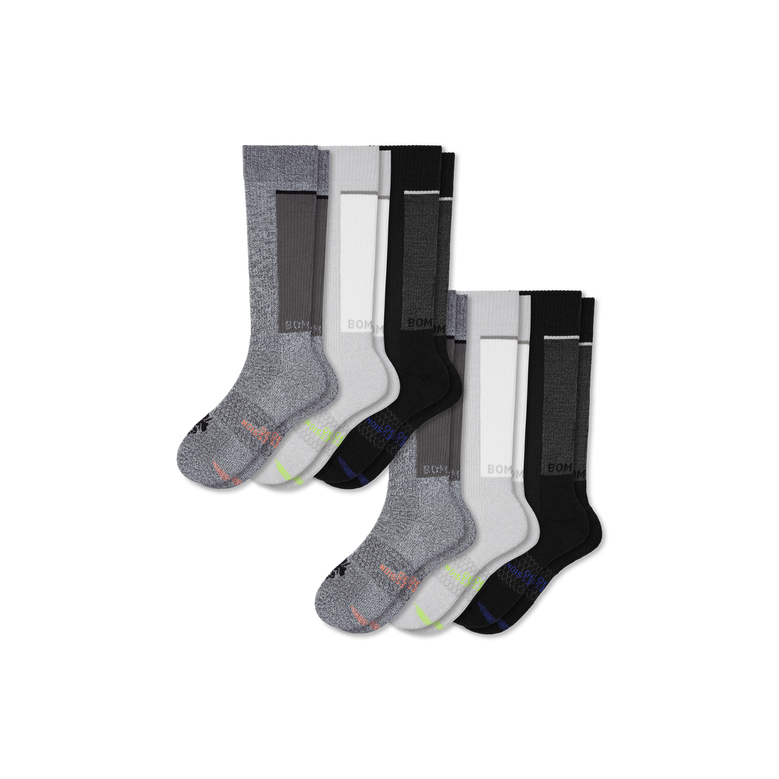 Men's Performance Compression Knee High Socks 6-Pack - black