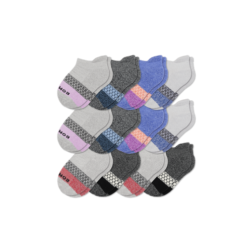 Junior Tri-Block Ankle Sock 12-Pack - Mixed L