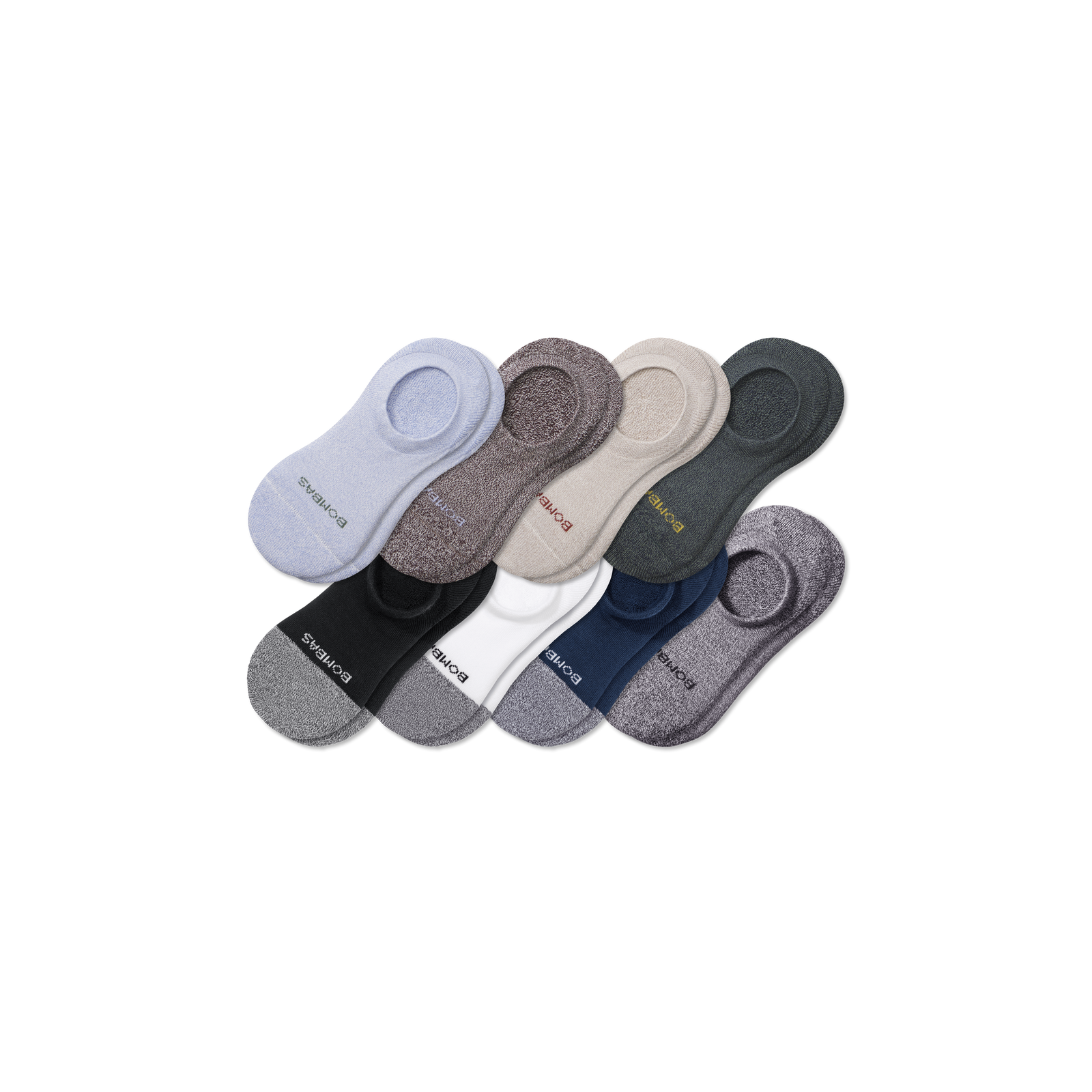 Men's Cushioned No Show Sock 8-Pack - Natural Blue Mix L