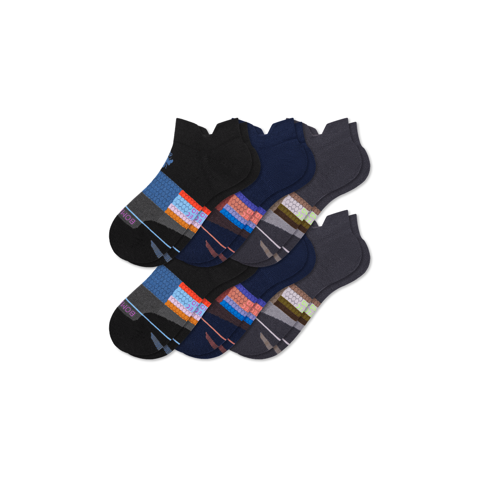 Merino Wool Blend Athletic Ankle Sock 6-Pack - navy black mix