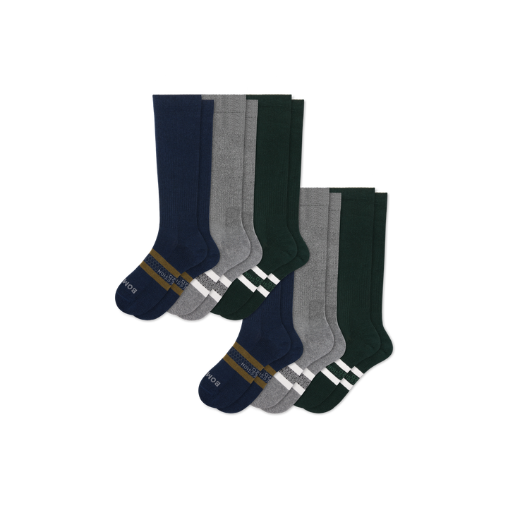 Men's Everyday Compression Sock 6-Pack (15-20mmHg) - Navy Forest Mix L