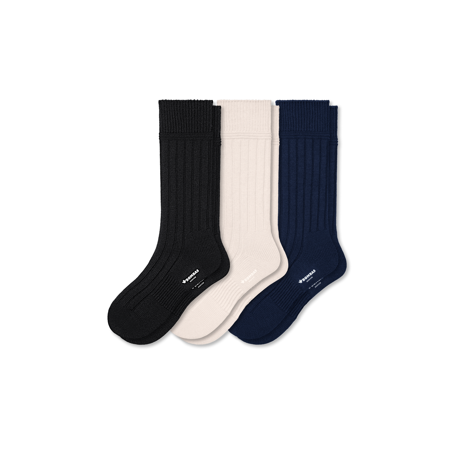 Men's Merino Cashmere Blend Rib Calf Sock 3-Pack - Navy Neutral Mix L
