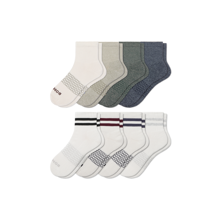Men's Quarter Sock 8-Pack - navy stripe mix L