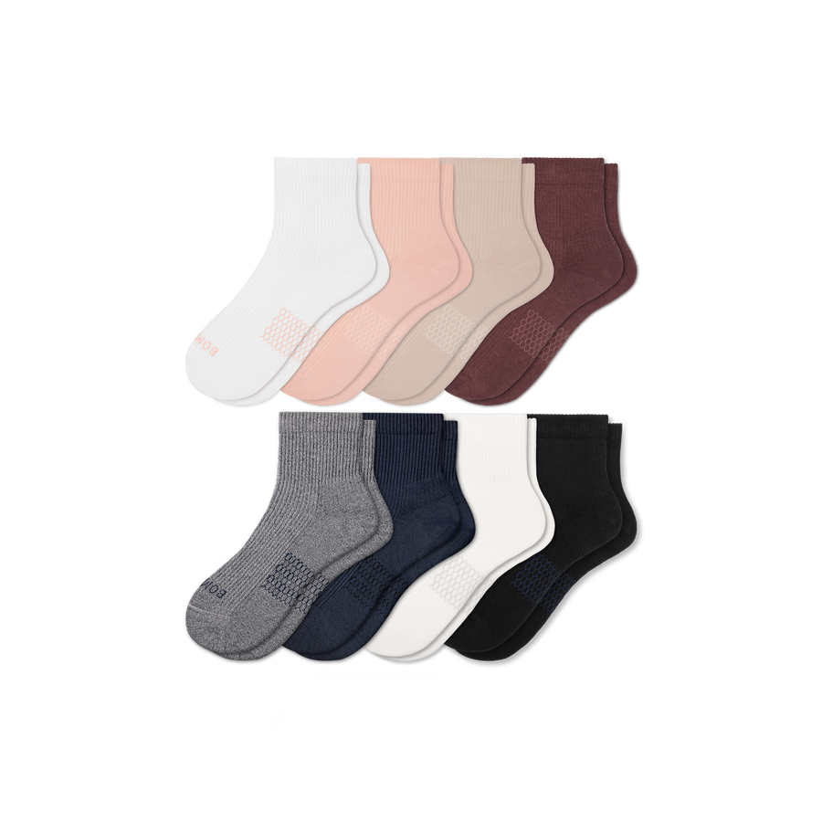 Women's Modern Rib Quarter Sock 8-Pack - Everyday Trail Fit