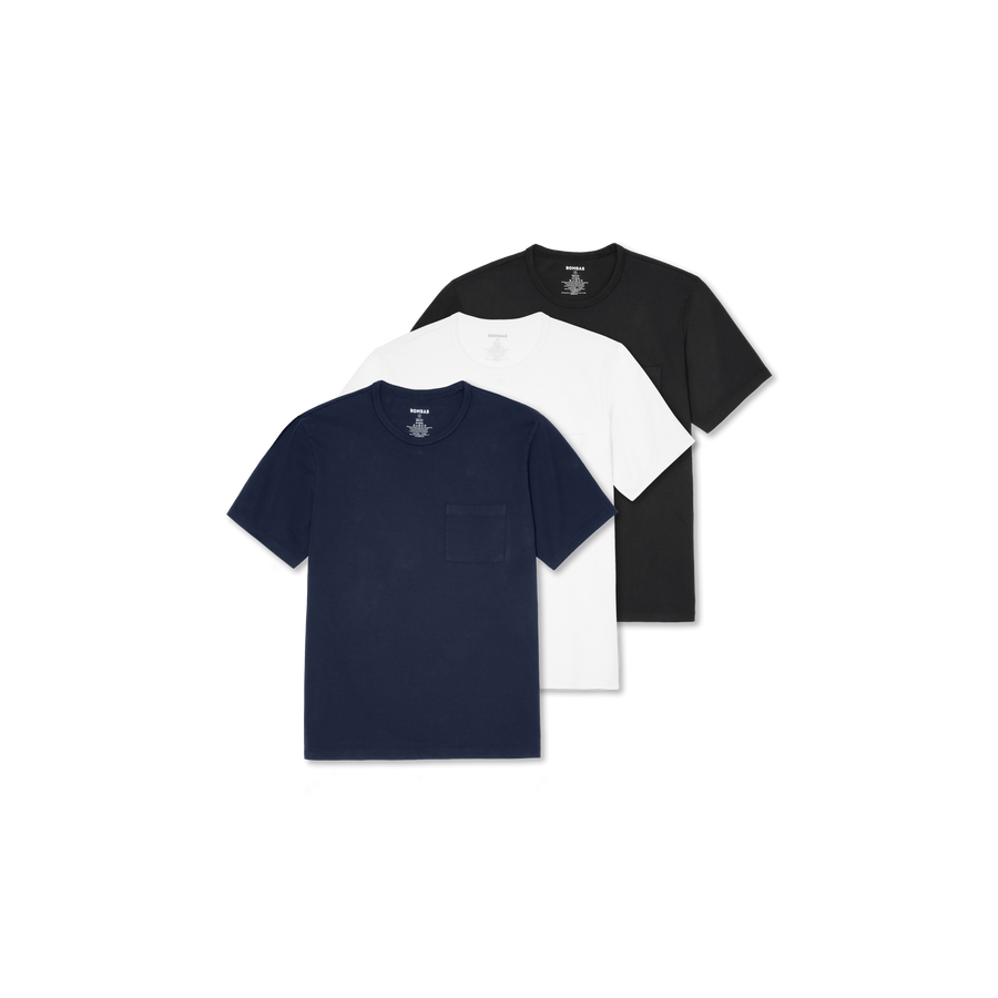 Men’s Premium Weight Pocket Crew Neck T-Shirt 3-Pack - Clean Layer Ready