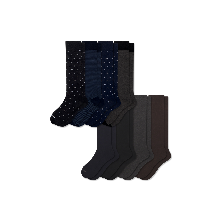 Men's Dress Over the Calf Sock 8-Pack - Cozy School Support