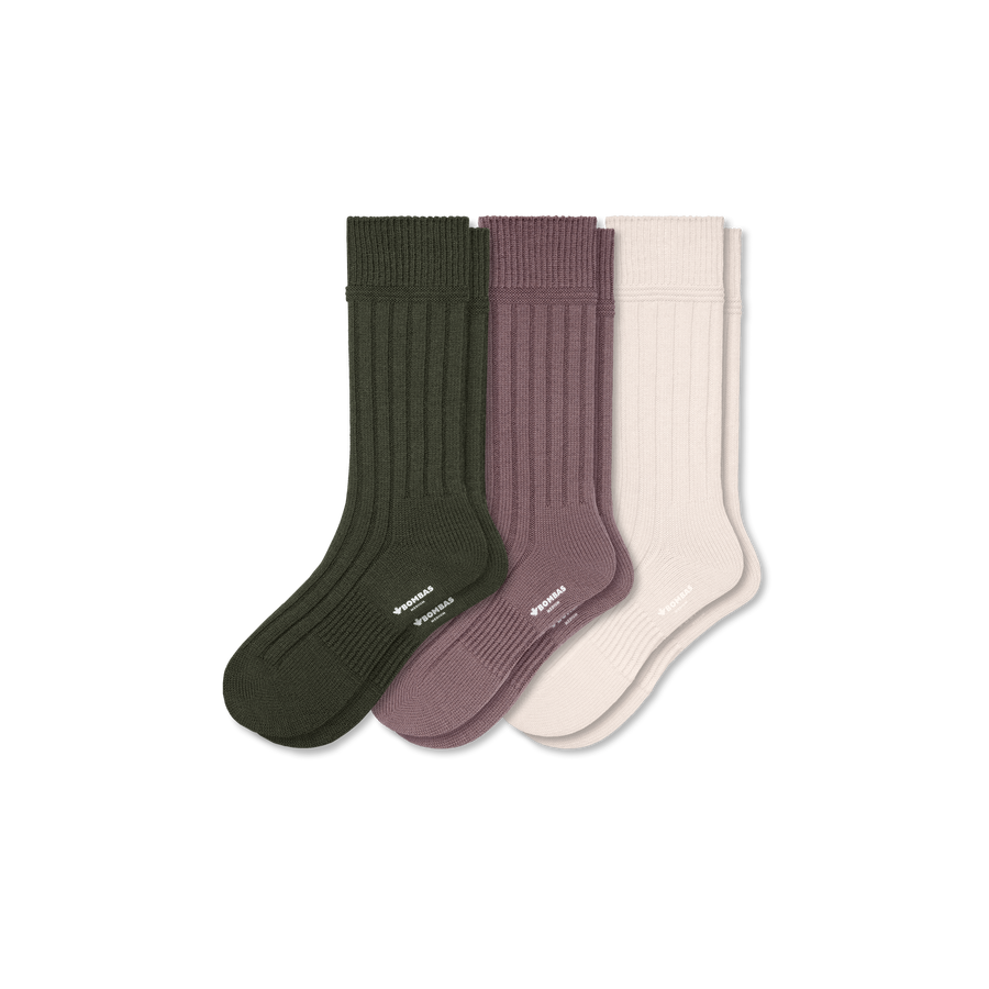 Men's Merino Cashmere Blend Rib Calf Sock 3-Pack - Comfort Shift Fit