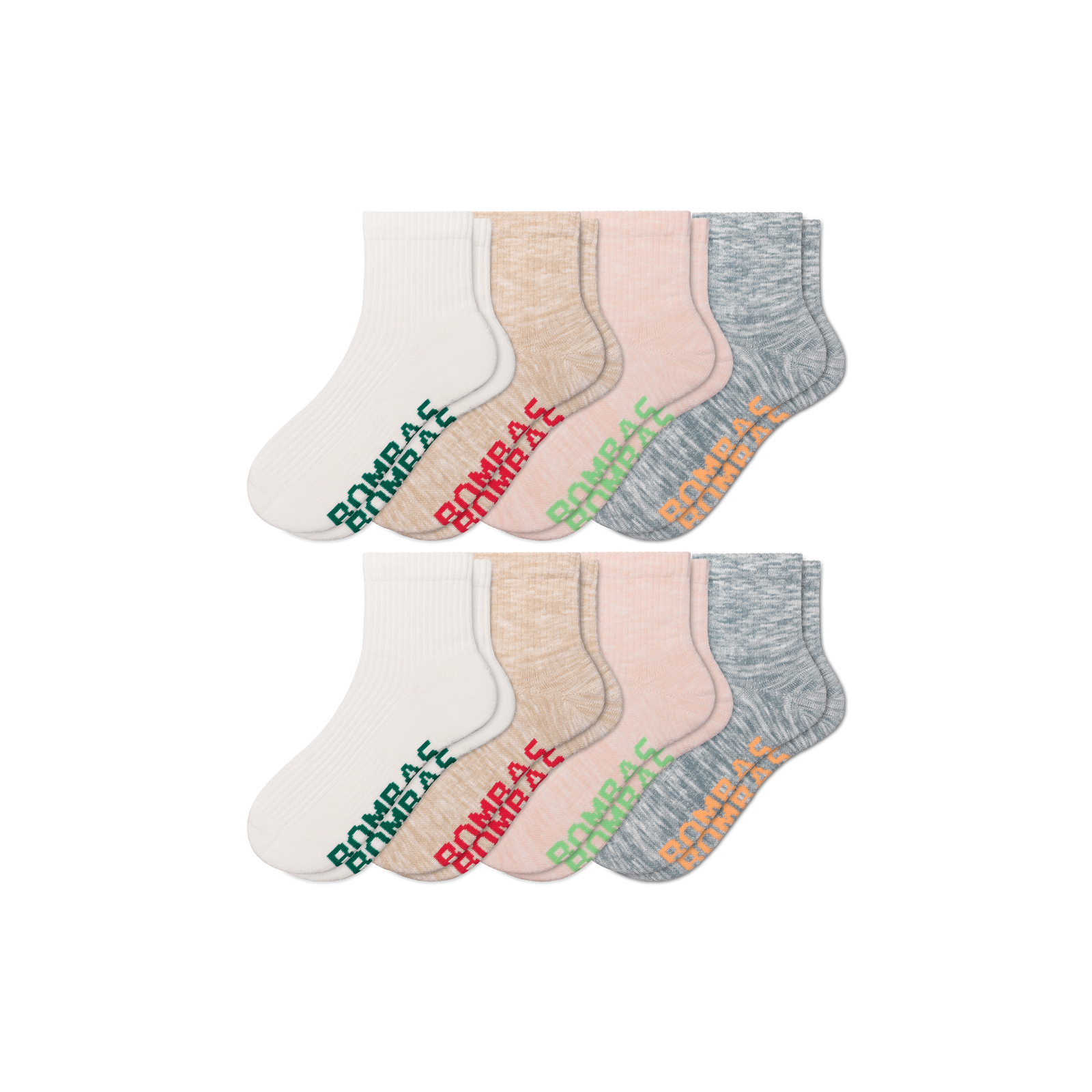 Women's Summer Ragg Quarter Sock 8-Pack - pink fawn mix L