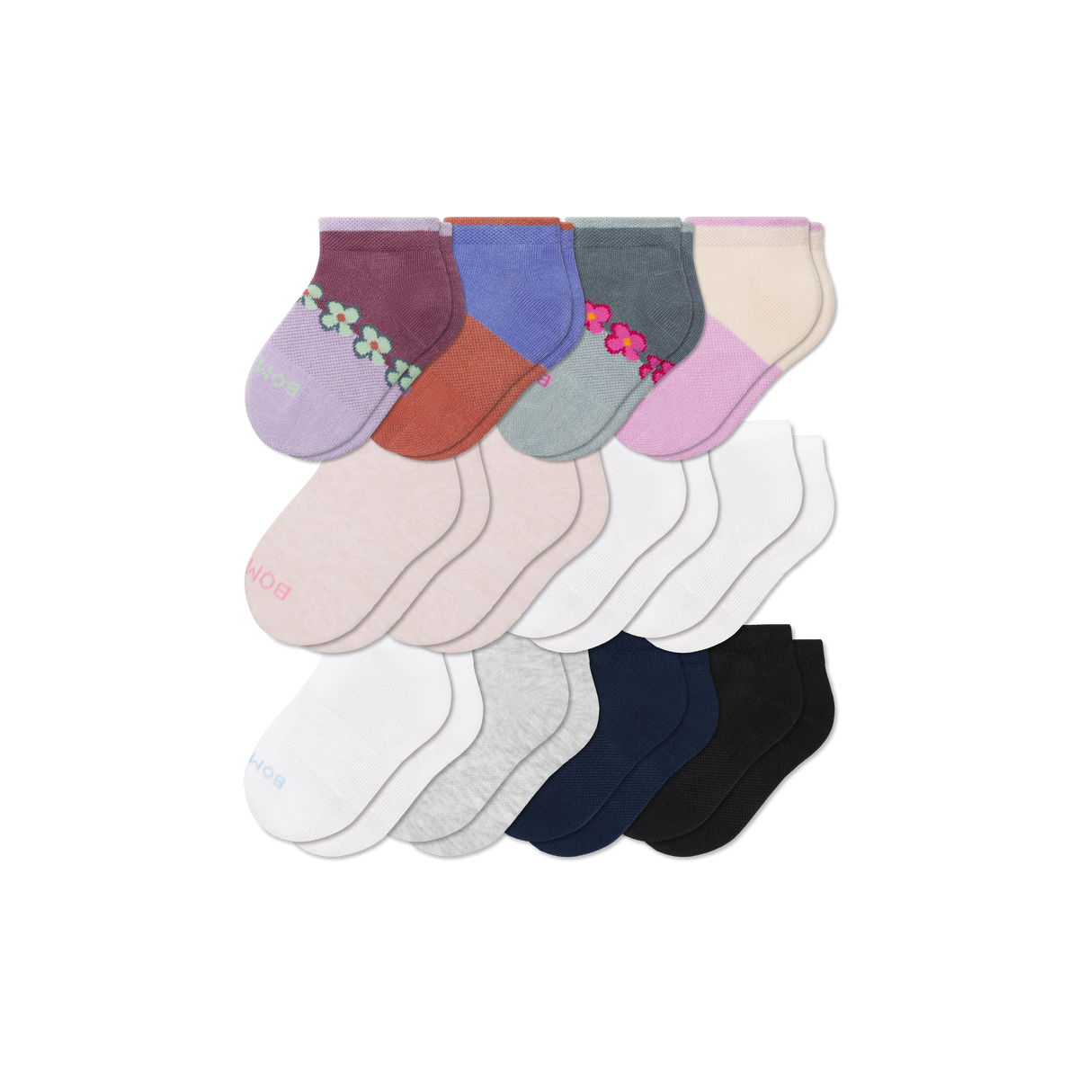 Junior Lightweight Ankle Sock 12-Pack - Purple Surf Mix L