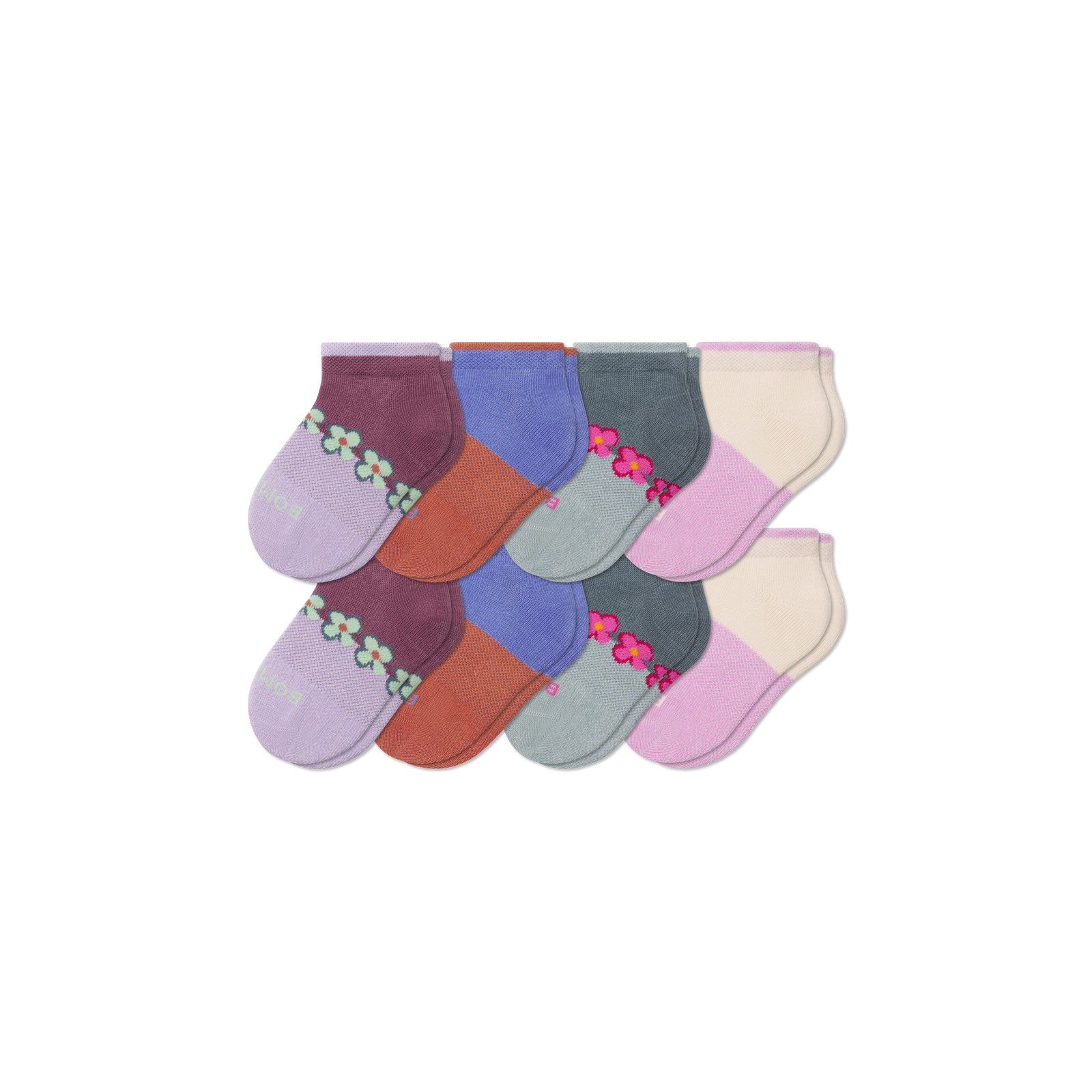 Junior Lightweight Ankle Sock 8-Pack - Purple Surf Mix L