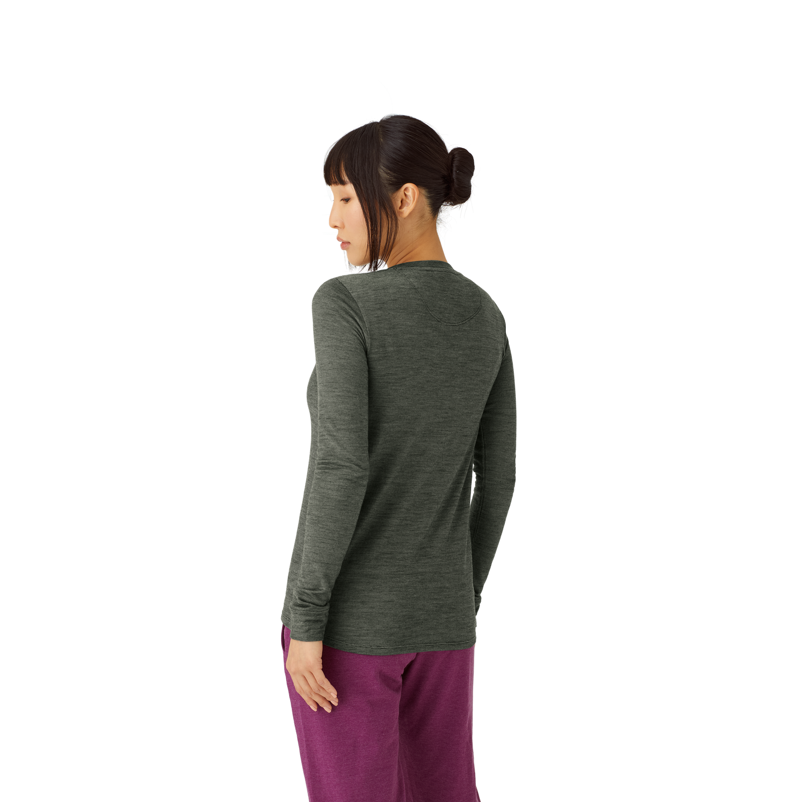 Merino Wool Crew Neck Long Sleeve T-Shirt Raw Umber WO2
