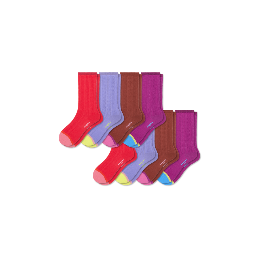 Youth Pointelle Calf Sock 8-Pack - Soft Ankle Move