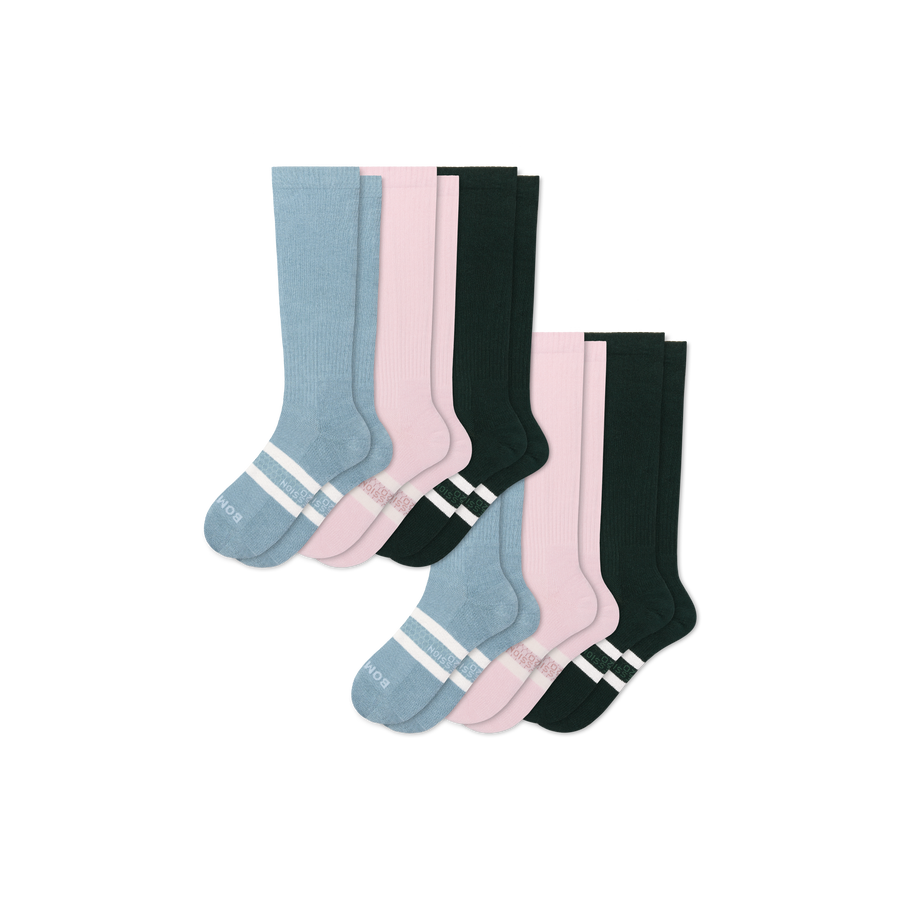 Women's Everyday Compression Knee High Sock 6-Pack (15-20mmHg) - Court Trail Control