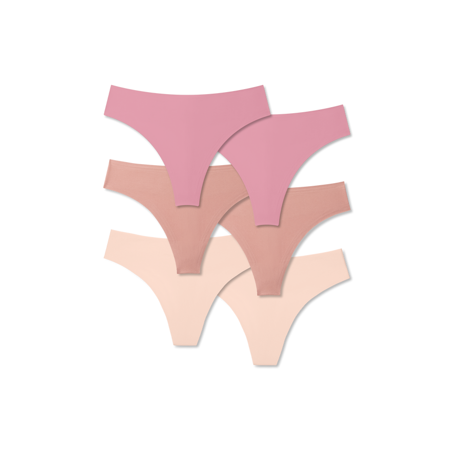 Women's No Show Thong 6-Pack - Light Lounge Wear