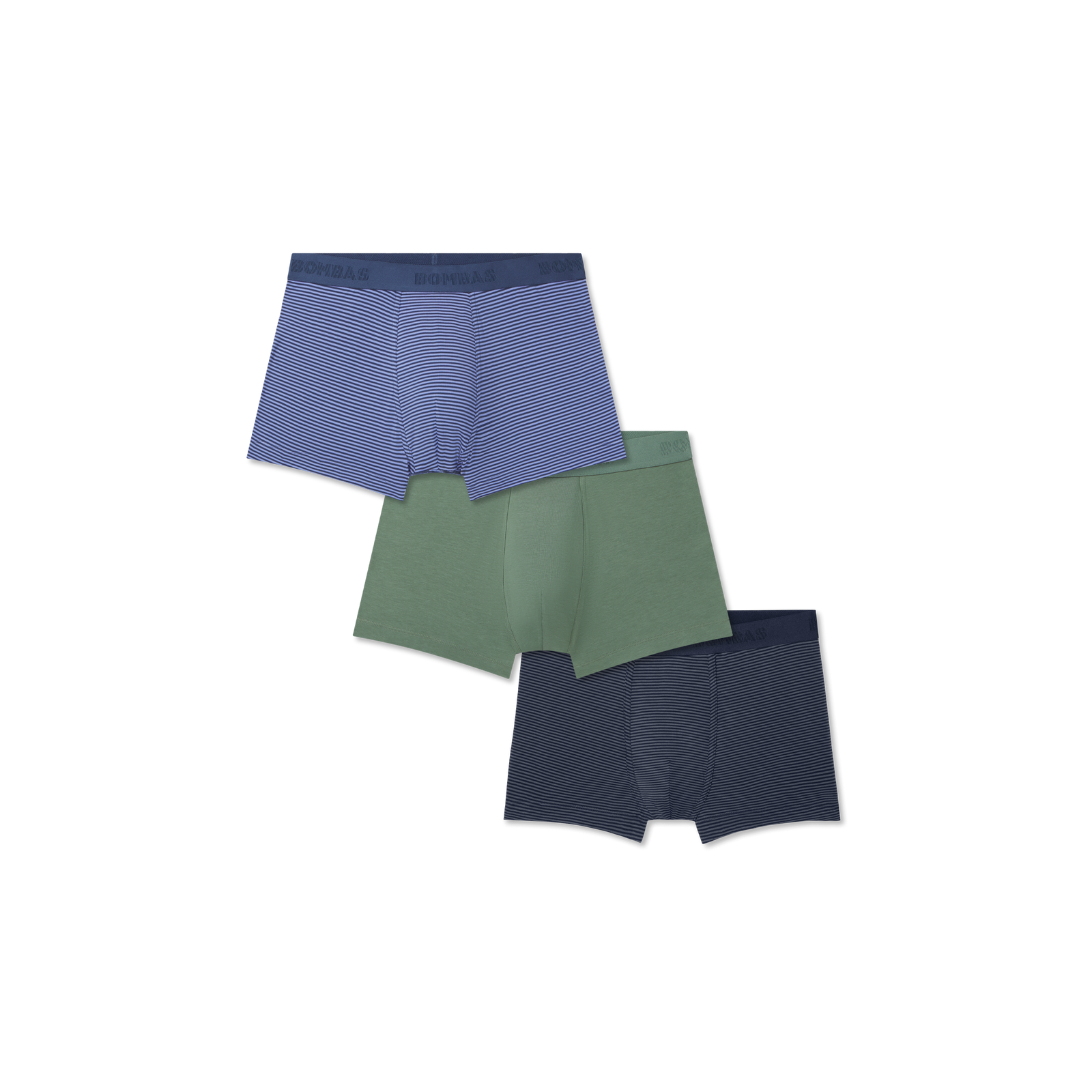 Men's Cotton Modal Blend Trunk 3-Pack - Sage Stripe Mix L