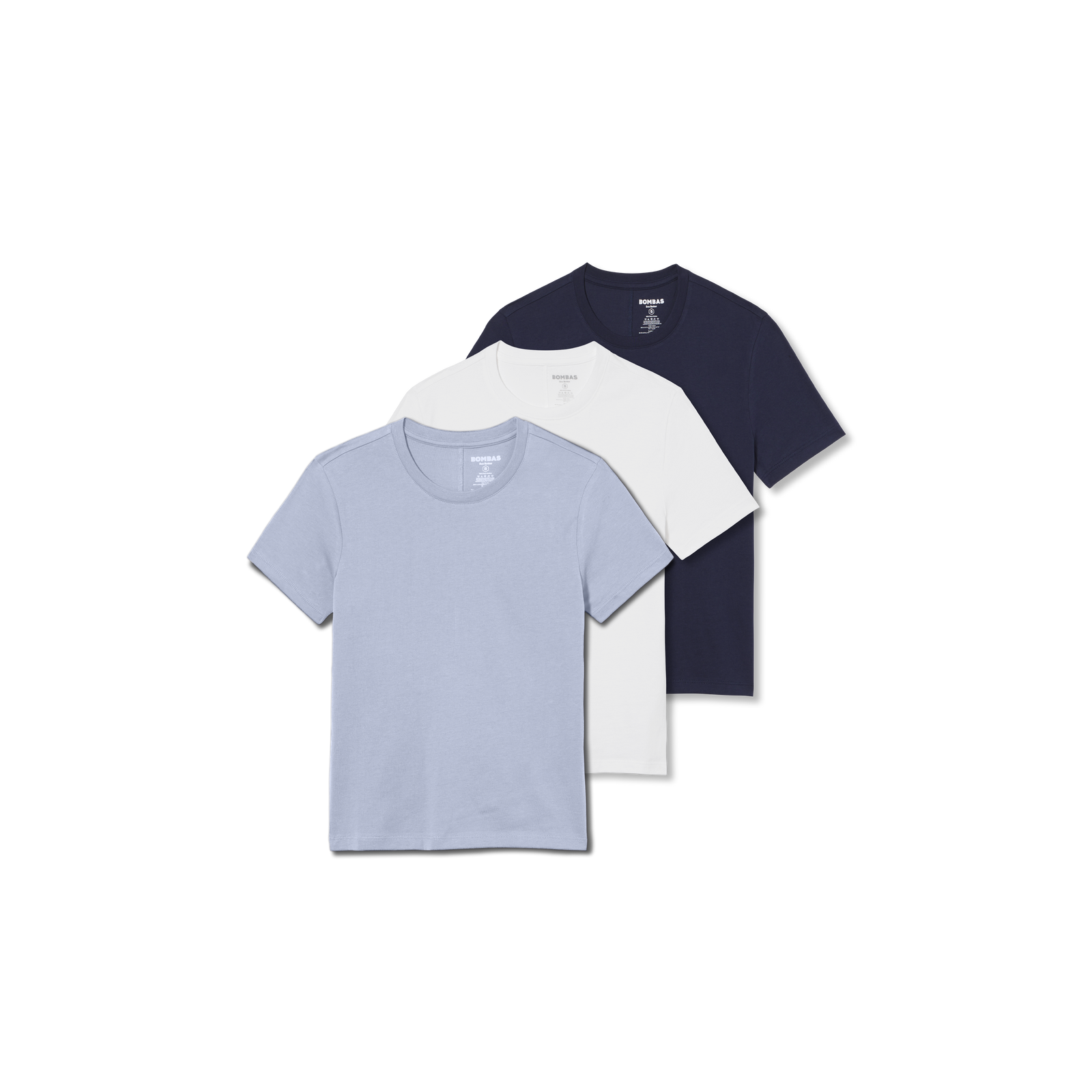 Women's Pima Cotton Slim Crew Neck T-Shirt 3-Pack - Skysail White Navy Mix L